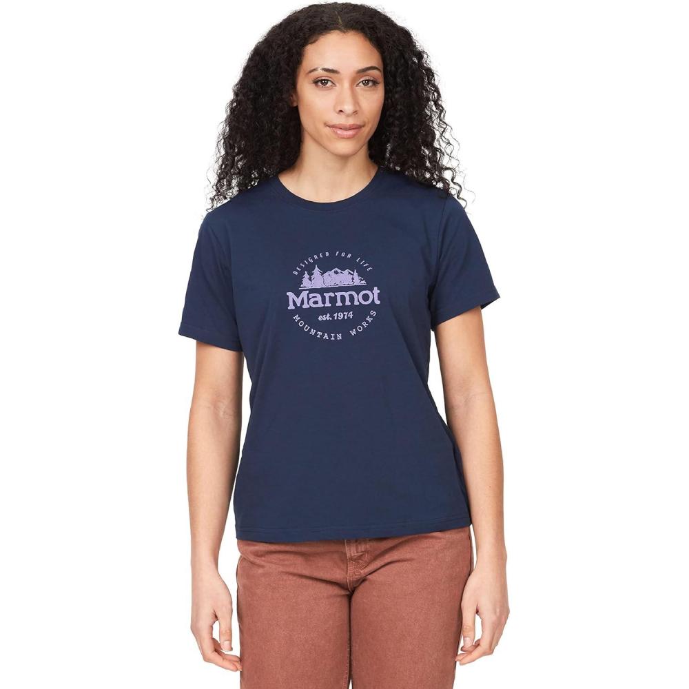 imageMarmot Womens Logo TShirts Printed Graphic on Cotton TeeCulebra Arctic Navy