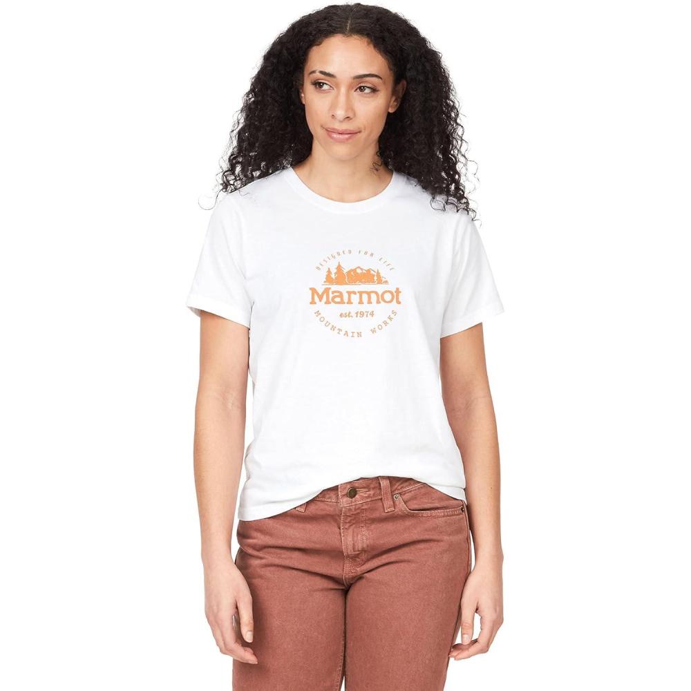 imageMarmot Womens Logo TShirts Printed Graphic on Cotton TeeCulebra WhiteOrange