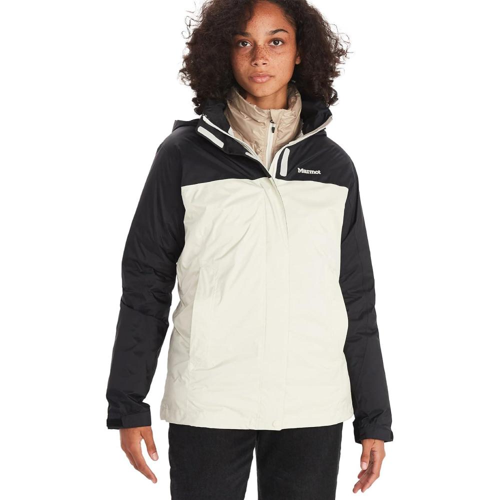 imageMarmot womens Womens Precip Eco Waterproof Rain JacketPapyrusBlack