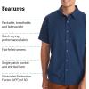 MARMOT Men’s Aerobora Short Sleeve Button-Down Shirt – Lightweight, Packable, Quick-Drying UPF Protection(Arctic Navy)