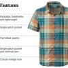 MARMOT Men’s Aerobora Short Sleeve Button-Down Shirt – Lightweight, Packable, Quick-Drying UPF Protection(Dark Jungle Wayland Plaid)