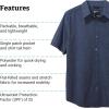 MARMOT Men’s Aerobora Short Sleeve Button-Down Shirt – Lightweight, Packable, Quick-Drying UPF Protection(Heathered Arctic Navy)