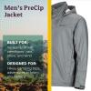 MARMOT Men’s Precip Eco Waterproof Rain Jacket – 100% Recycled, Breathable, Lightweight, Packable Raincoat(Gray)
