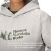 MARMOT Women’s Marmot for Life Hoody – Hooded Sweatshirt with Screen Printed Graphic, Double-Layer Hood and Kangaroo Pocket(Light Grey Heather/Olive Grove)