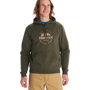 MARMOT Men’s Culebra Peak Hoody – Hooded Midweight Pullover Fleece Sweatshirt with Screen Printed Graphic and Kangaroo Pocket(Nori)