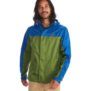 MARMOT Men’s Precip Eco Waterproof Rain Jacket – 100% Recycled, Breathable, Lightweight, Packable Raincoat(Foliage/Dark Azure)