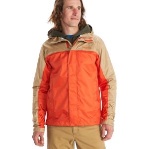 MARMOT Men’s Precip Eco Waterproof Rain Jacket – 100% Recycled, Breathable, Lightweight, Packable Raincoat(Red Sun/Shetland)
