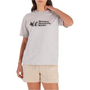 MARMOT Women’s MMW Short-Sleeve Tee Shirt – Screen Printed Graphic on Soft, Breathable, Eco-Friendly Cotton/Poly Blend(Light Grey Heather)