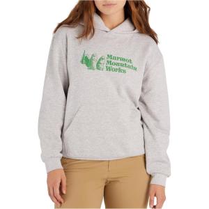MARMOT Women’s Marmot for Life Hoody – Hooded Sweatshirt with Screen Printed Graphic, Double-Layer Hood and Kangaroo Pocket(Light Grey Heather)