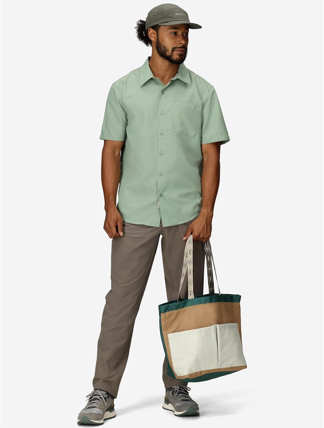 imageMARMOT Mens AirExchange UPF 40 Short Sleeve Shirt Lightweight Breathable QuickDry Agate Green XLarge