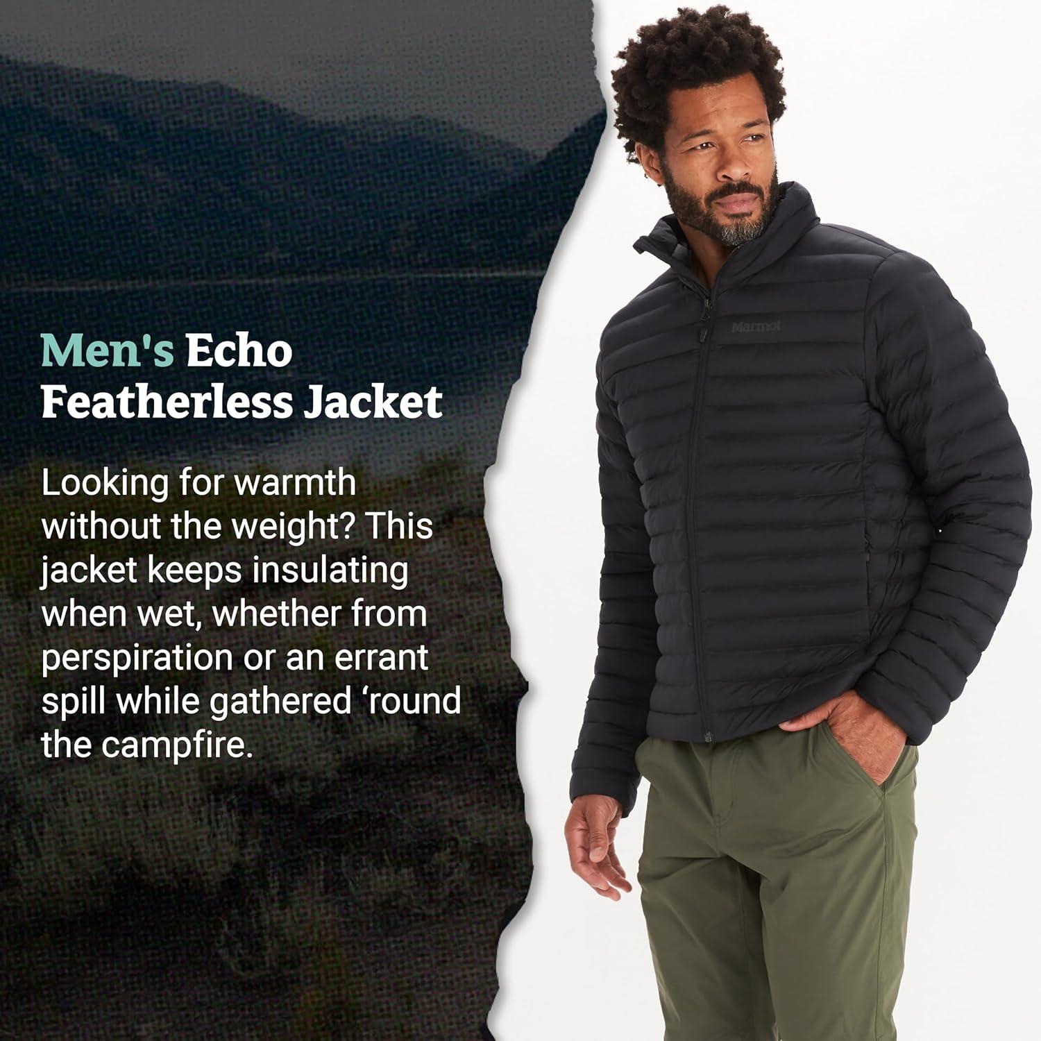 imageMARMOT Mens Echo Featherless Jacket Lightweight Down Alternative Puffer Coat Black Medium