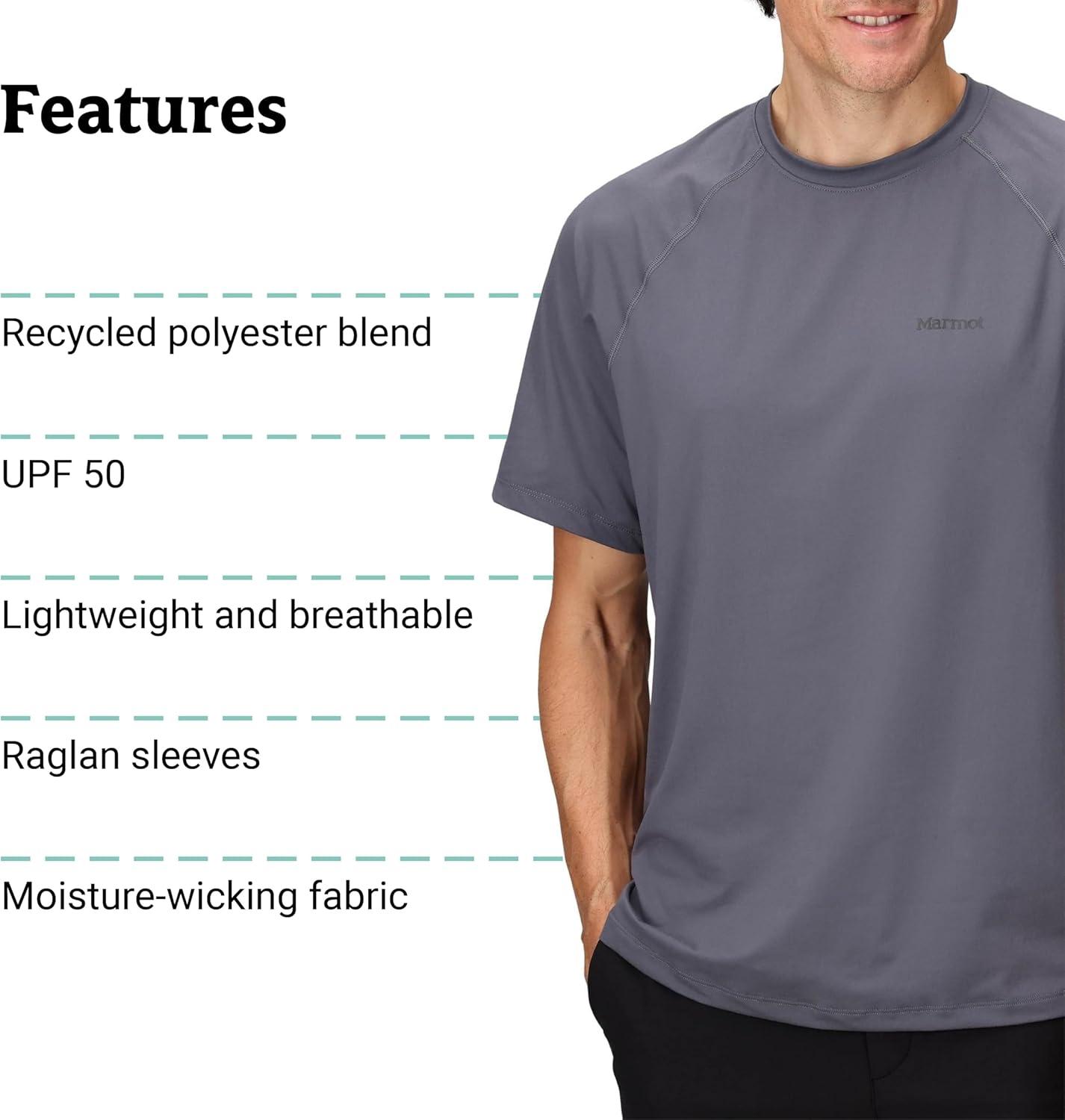 imageMARMOT Mens Windridge MoistureWicking EcoFriendly Breathable UPF Short Sleeve ShirtSteel Onyx