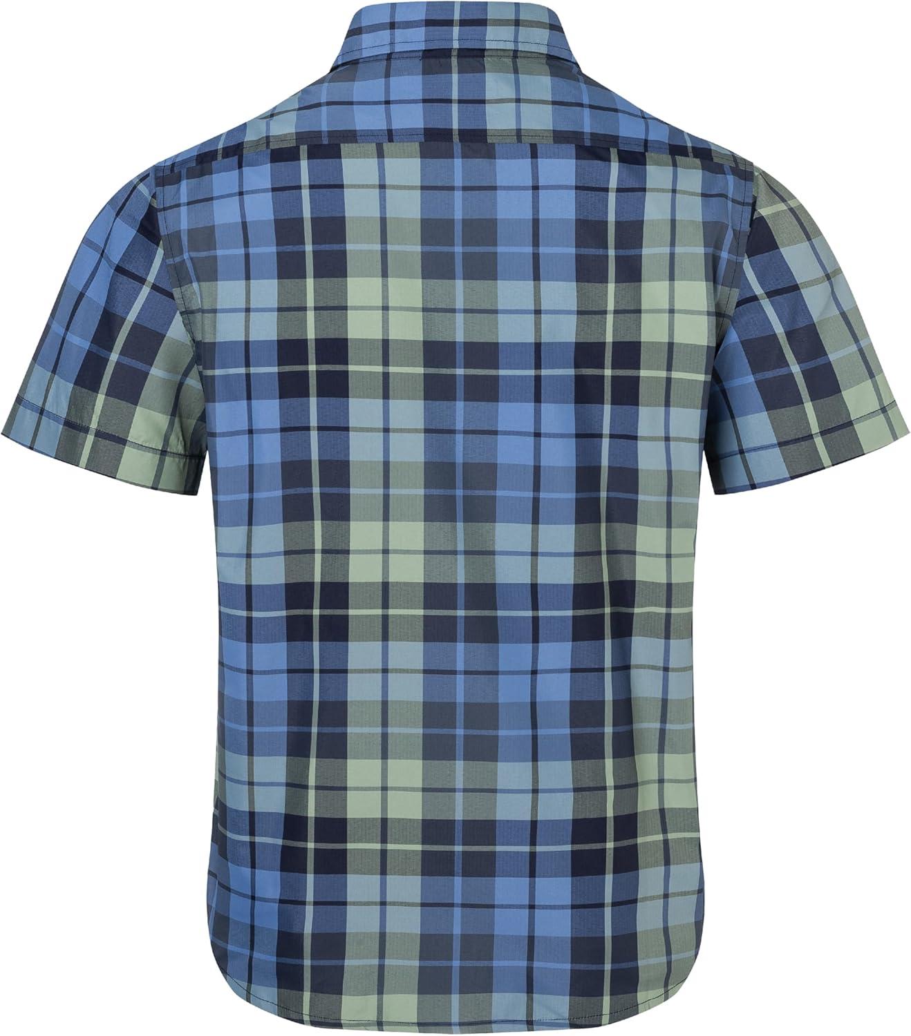 imageMarmot Mens Airexchange UPF 40 Short Sleeve ShirtArctic Navy Wayland Plaid