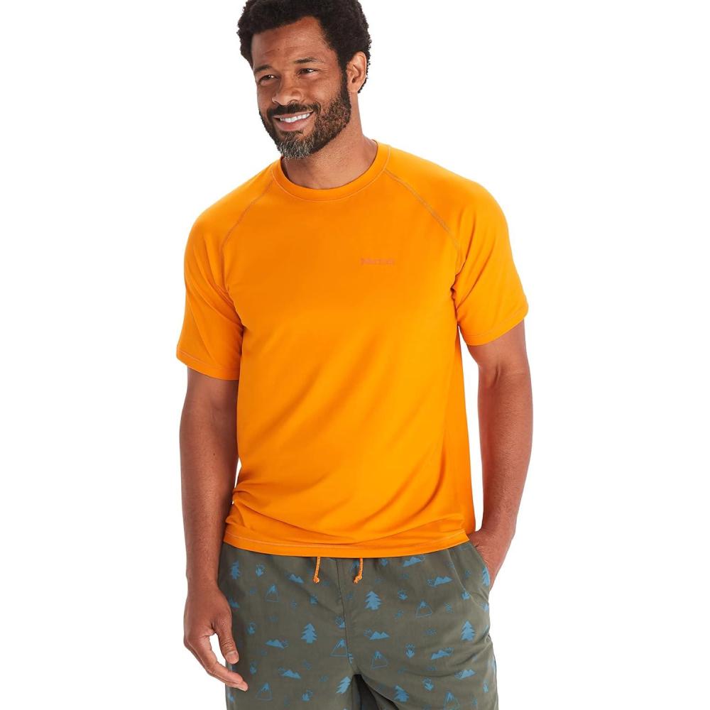 imageMARMOT Mens Windridge MoistureWicking EcoFriendly Breathable UPF Short Sleeve ShirtOrange Pepper