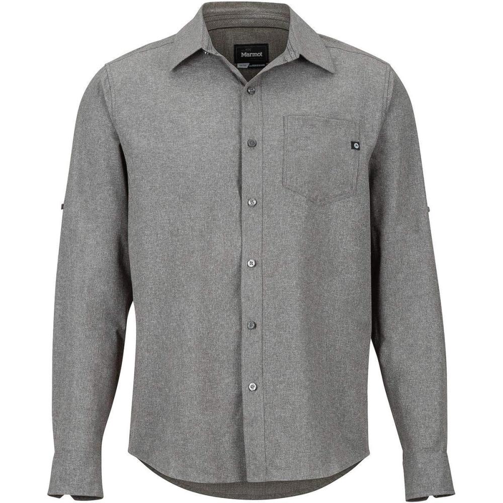 imageMarmot Mens Aerobora Long Sleeve ButtonDown Shirt Lightweight Packable QuickDrying UPF ProtectionCinder