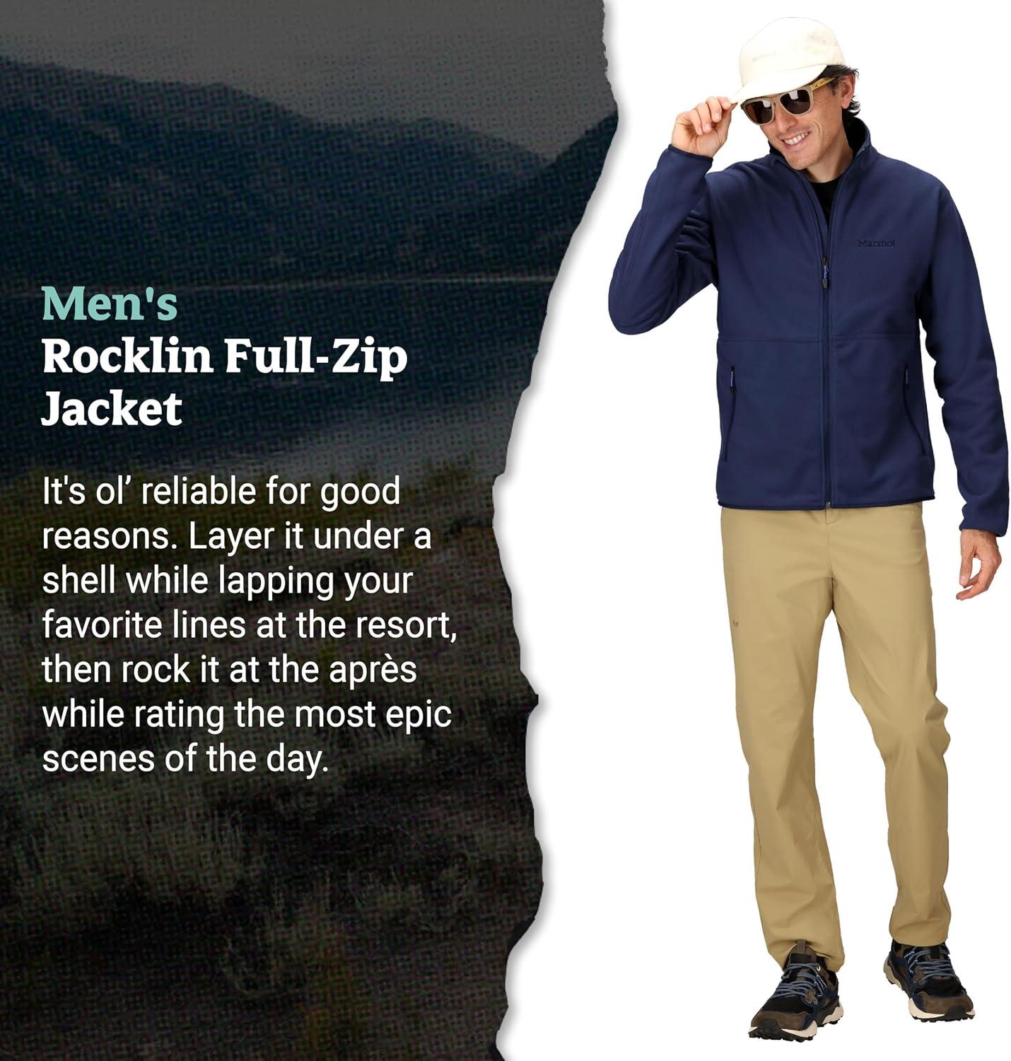 imageMARMOT Mens Rocklin FullZip Jacket Classic Warm Lightweight 100Weight Fleece LayerArctic Navy