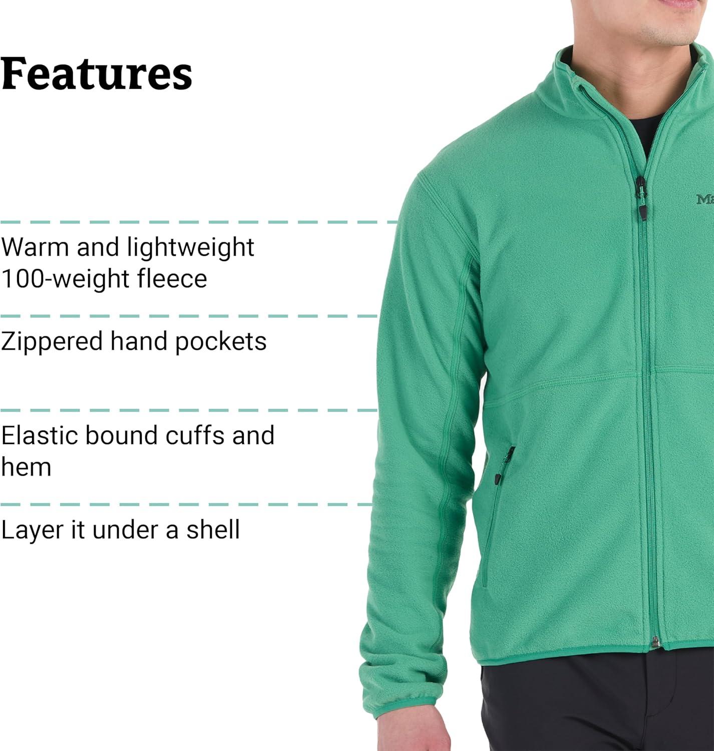 imageMARMOT Mens Rocklin FullZip Jacket Classic Warm Lightweight 100Weight Fleece LayerClover