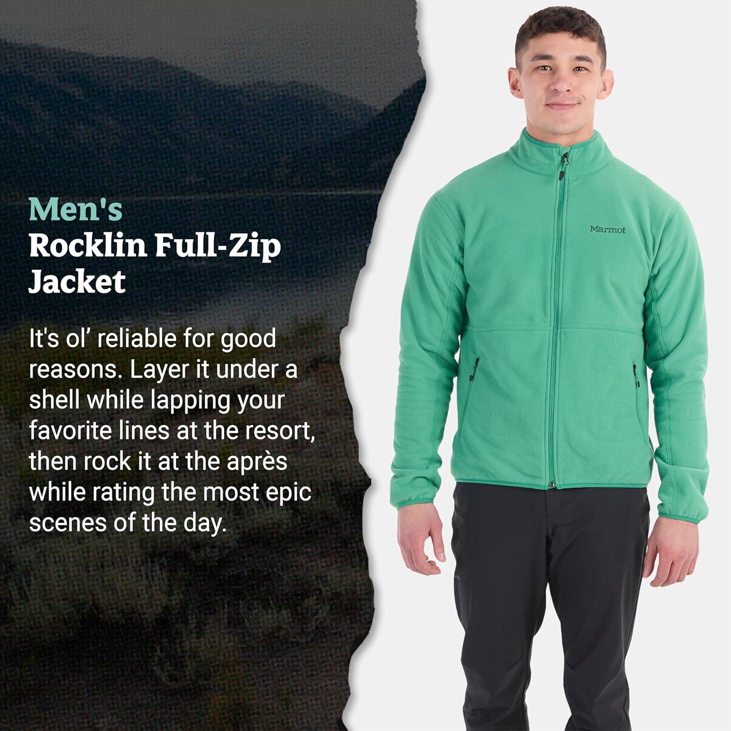 imageMARMOT Mens Rocklin FullZip Jacket Classic Warm Lightweight 100Weight Fleece LayerClover