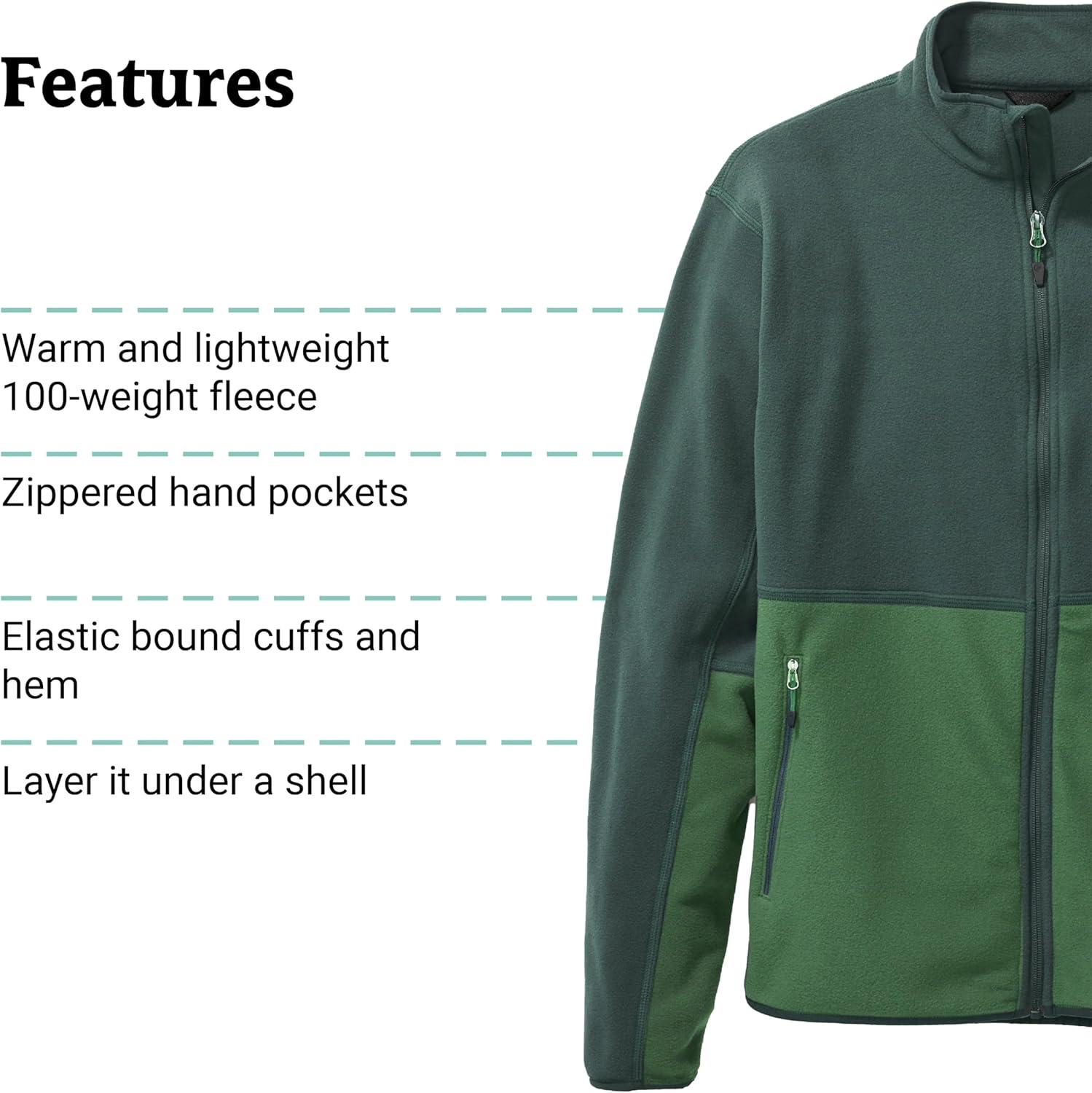 imageMARMOT Mens Rocklin FullZip Jacket Classic Warm Lightweight 100Weight Fleece LayerDark JungleClover