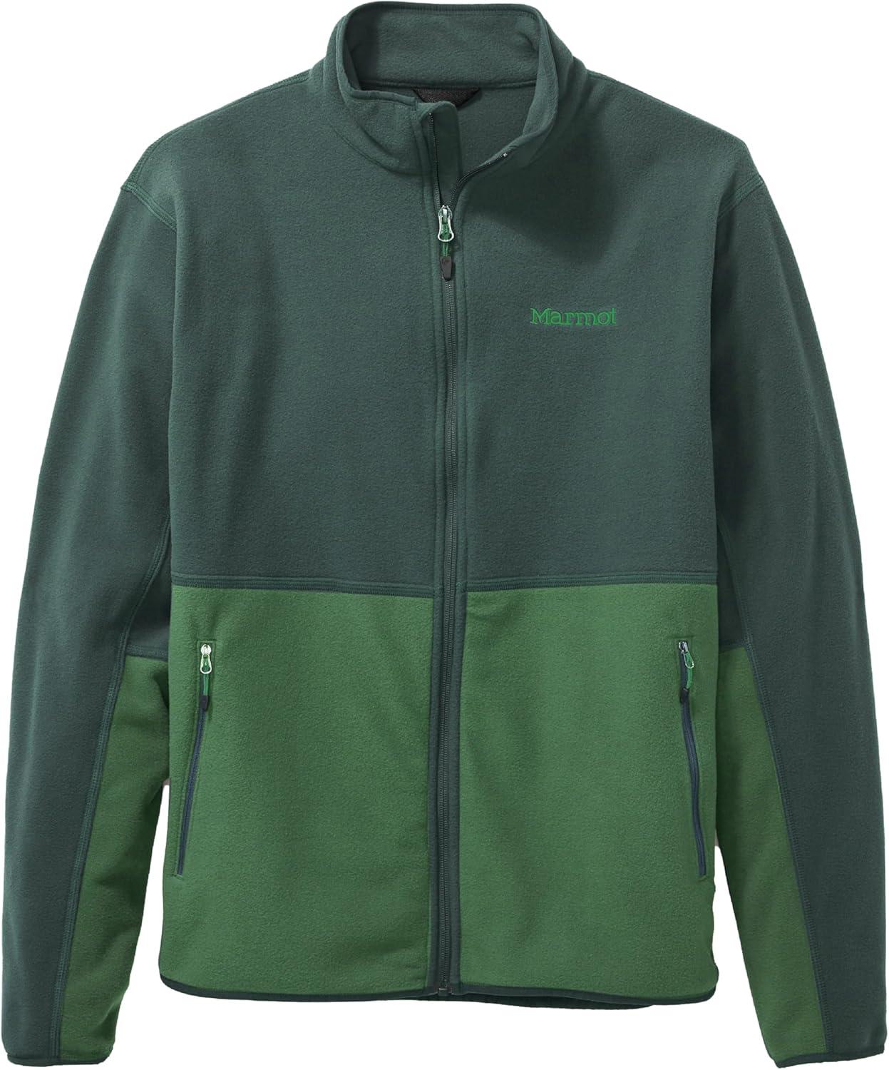 imageMARMOT Mens Rocklin FullZip Jacket Classic Warm Lightweight 100Weight Fleece LayerDark JungleClover