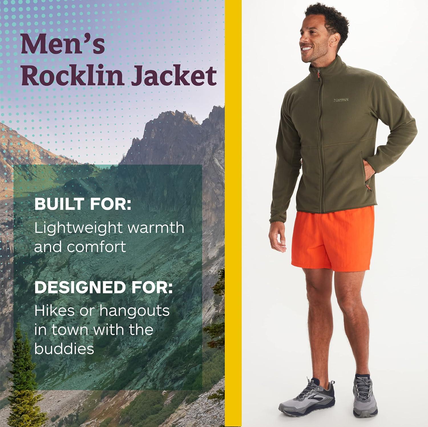 imageMARMOT Mens Rocklin FullZip Jacket Classic Warm Lightweight 100Weight Fleece LayerNori