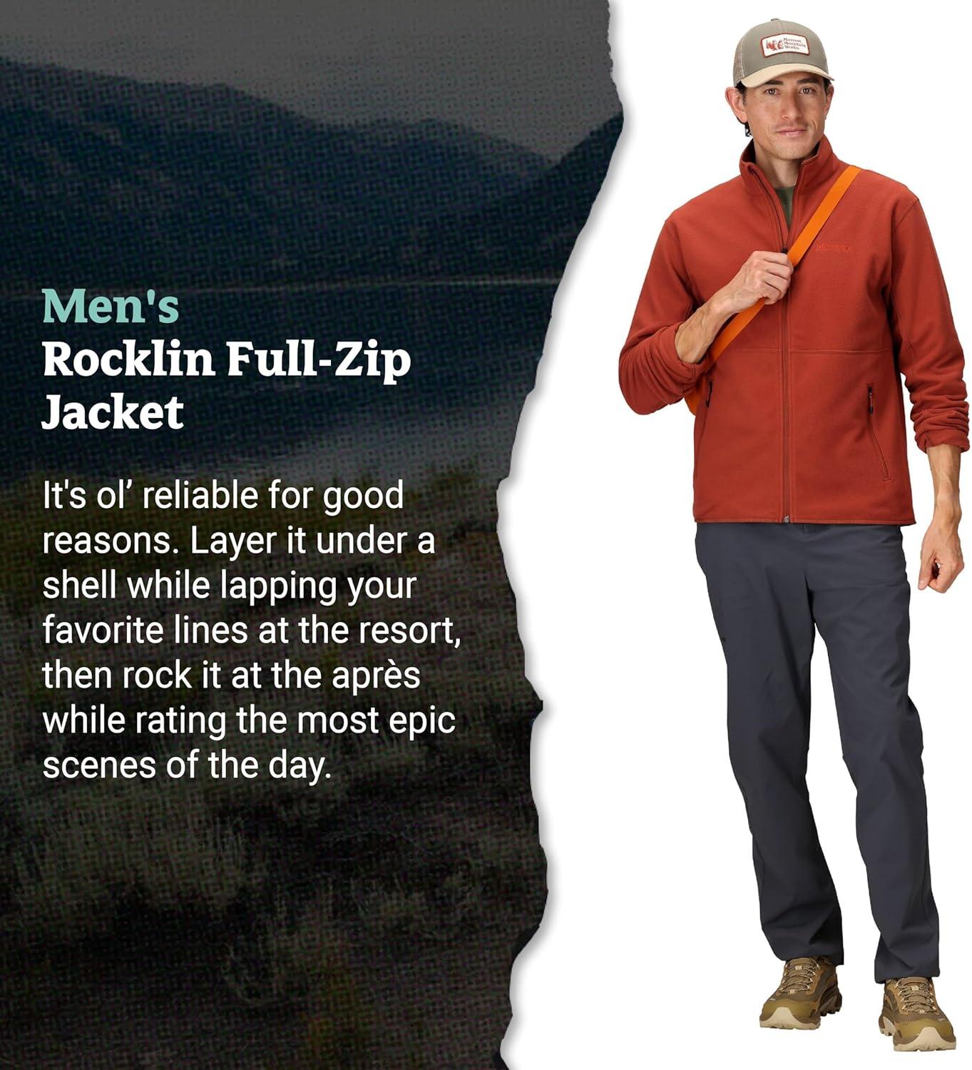 imageMARMOT Mens Rocklin FullZip Jacket Classic Warm Lightweight 100Weight Fleece LayerPecan