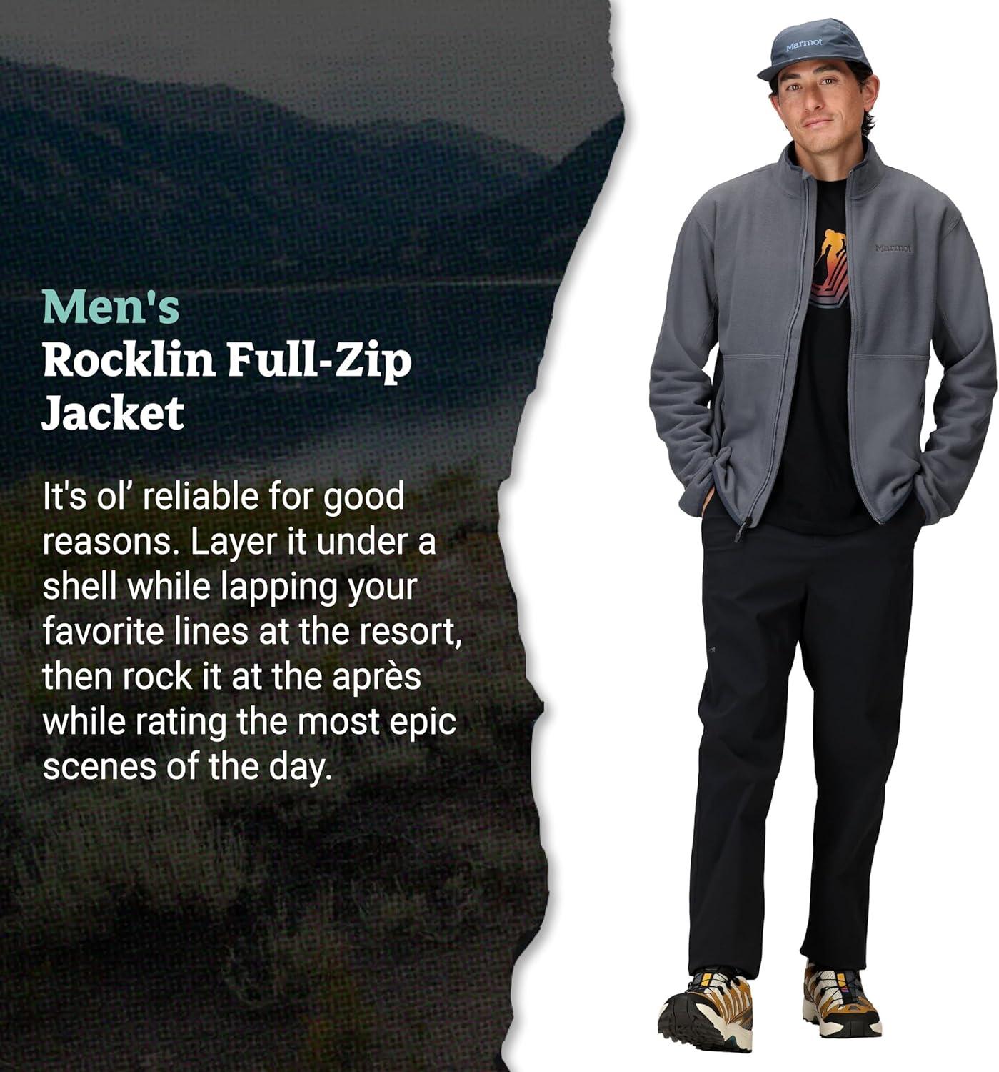 imageMARMOT Mens Rocklin FullZip Jacket Classic Warm Lightweight 100Weight Fleece LayerSteel Onyx