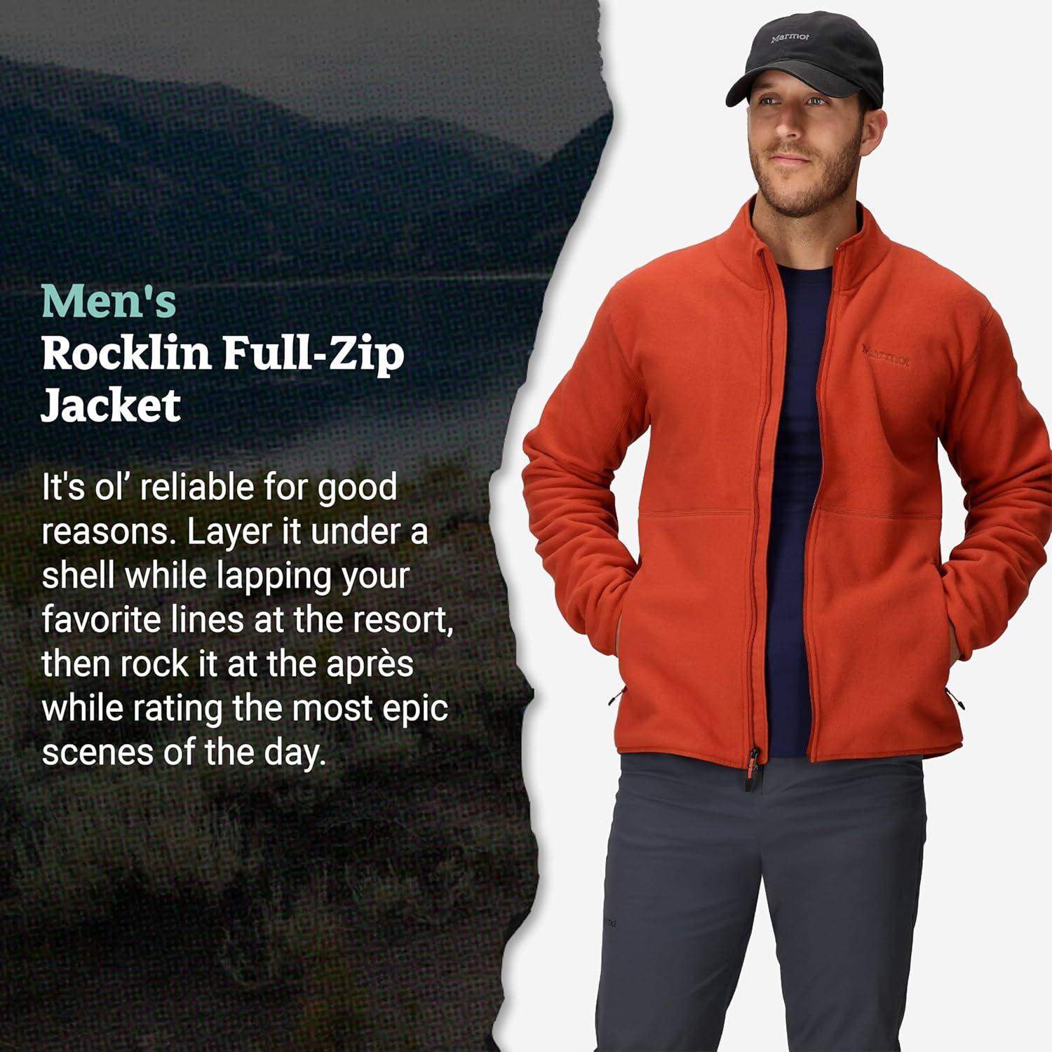 imageMARMOT Mens Rocklin FullZip Jacket Classic Warm Lightweight 100Weight Fleece LayerSumac