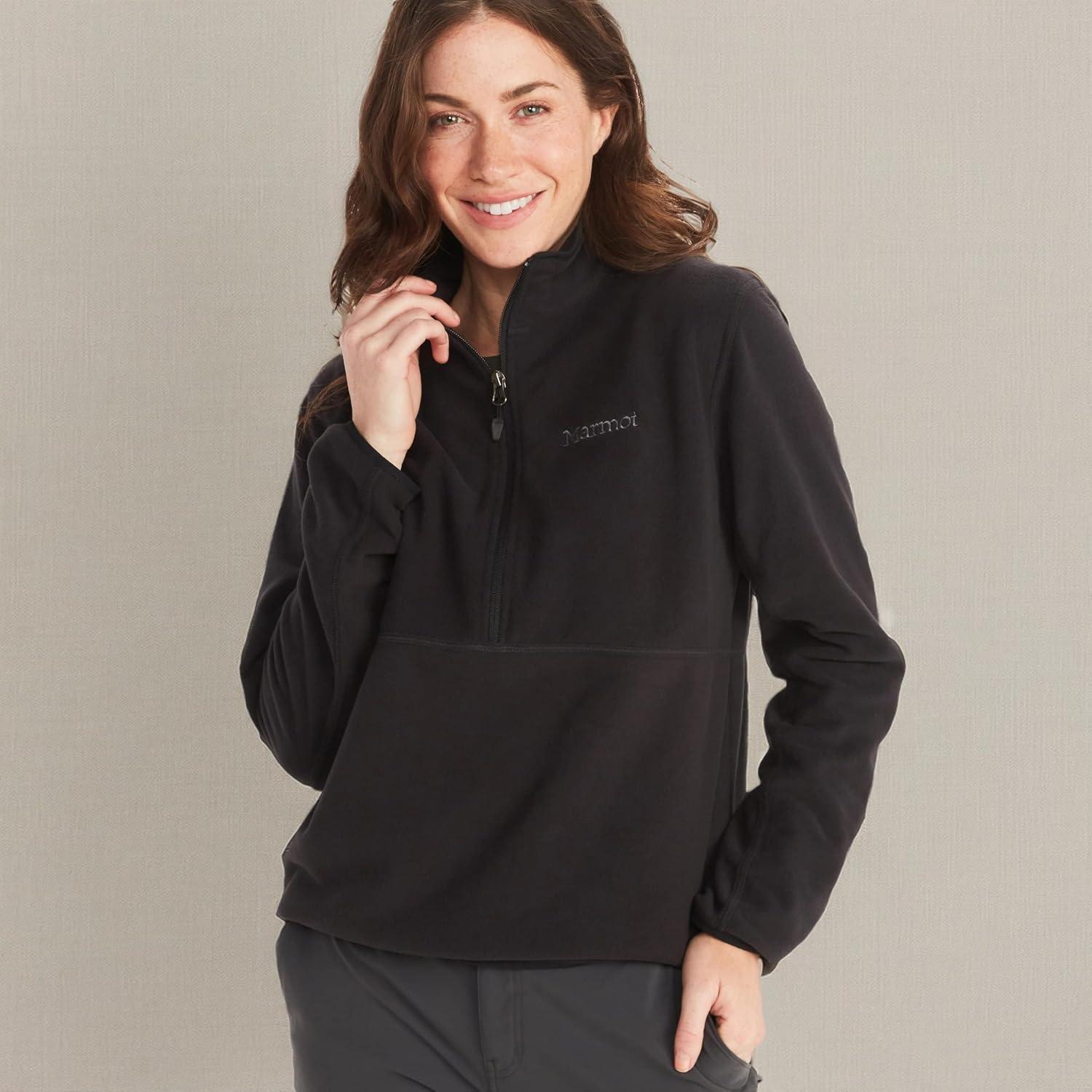 imageMARMOT Womens Rocklin 12 Zip Jacket Classic Warm Lightweight 100Weight Fleece LayerBlack