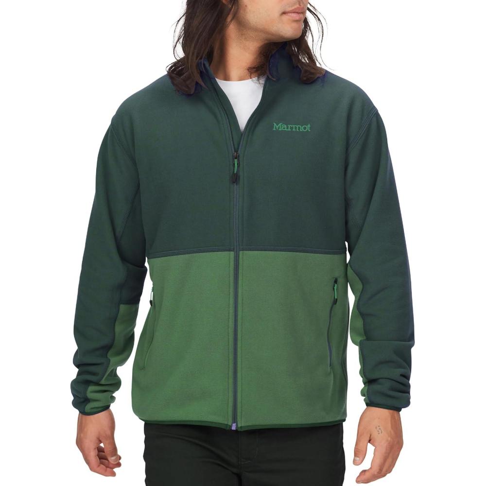 imageMARMOT Mens Rocklin FullZip Jacket Classic Warm Lightweight 100Weight Fleece LayerDark JungleClover