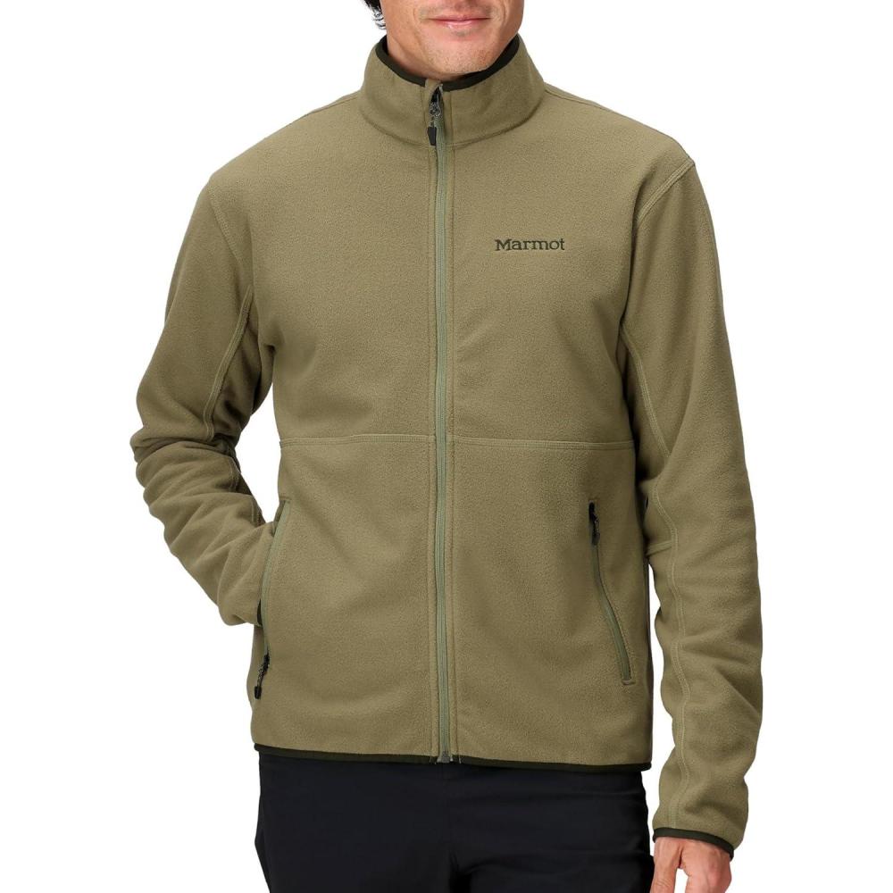 imageMARMOT Mens Rocklin FullZip Jacket Classic Warm Lightweight 100Weight Fleece LayerOlive Grove