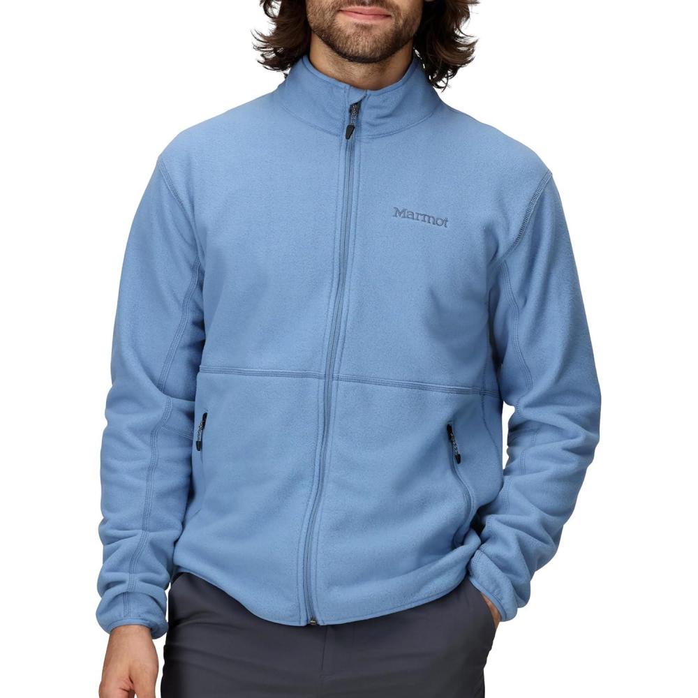 imageMARMOT Mens Rocklin FullZip Jacket Classic Warm Lightweight 100Weight Fleece LayerRain Cloud