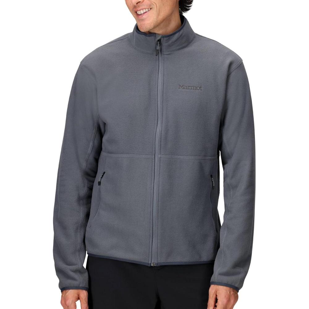 imageMARMOT Mens Rocklin FullZip Jacket Classic Warm Lightweight 100Weight Fleece LayerSteel Onyx