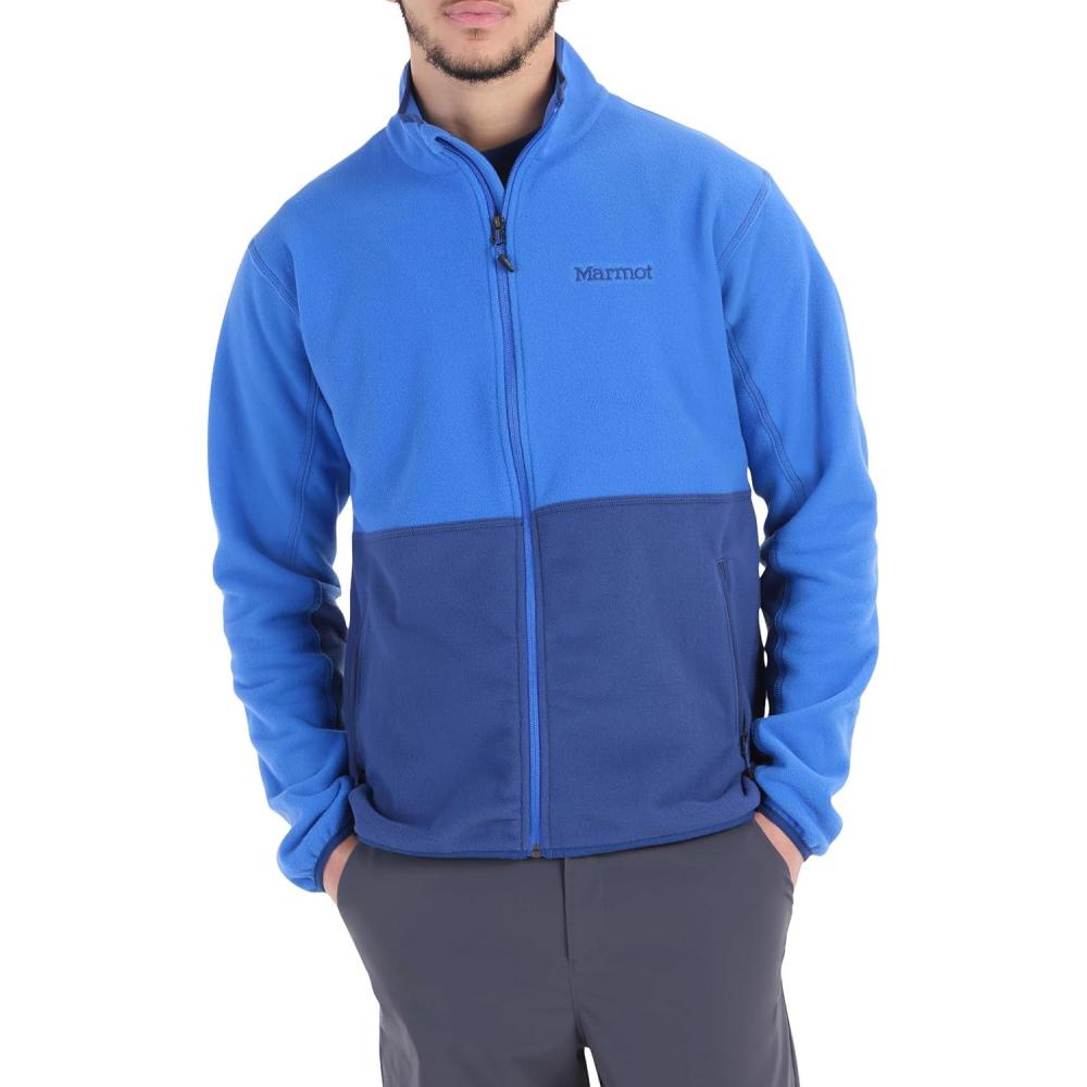 imageMARMOT Mens Rocklin FullZip Jacket Classic Warm Lightweight 100Weight Fleece LayerTrail BlueTwilight Blue