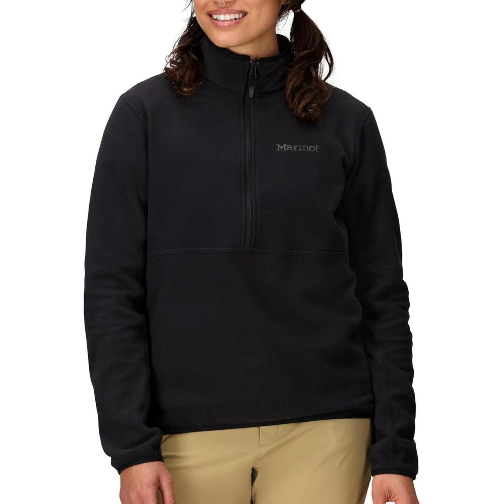 imageMARMOT Womens Rocklin 12 Zip Jacket Classic Warm Lightweight 100Weight Fleece LayerBlack