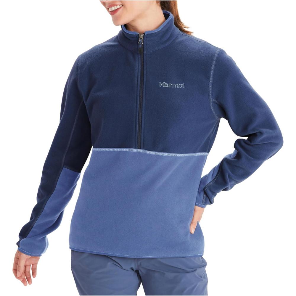 imageMARMOT Womens Rocklin 12 Zip Jacket Classic Warm Lightweight 100Weight Fleece LayerTwilight BlueBlue Bonnet