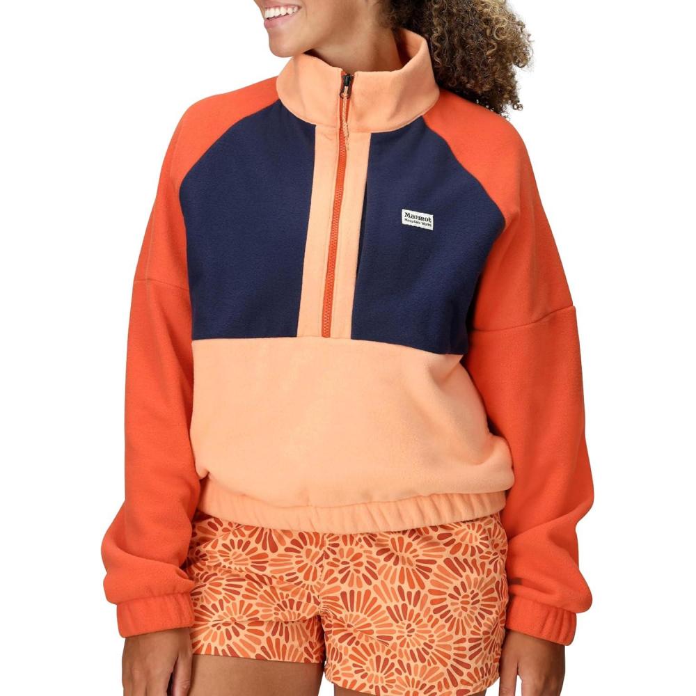 imageMARMOT womens Womens Retro Rocklin 12 Fleece JacketFresh ApricotArctic NavyGinger Blossom