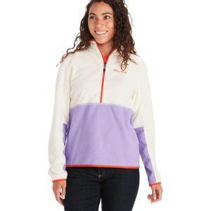MARMOT Women’s Rocklin 1/2 Zip Jacket – Classic, Warm, Lightweight 100-Weight Fleece Layer(Papyrus/Paisley Purple)