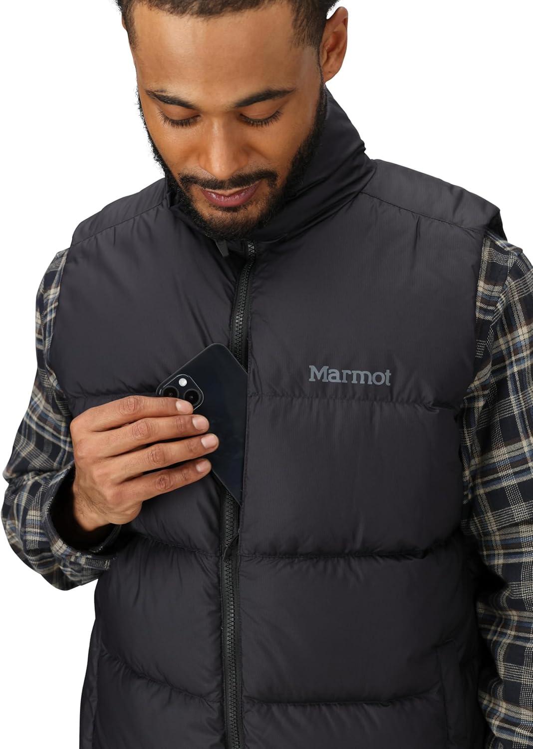 imageMARMOT Mens Guides Down Puffer Vest Down Filled Water Resistant Black Large