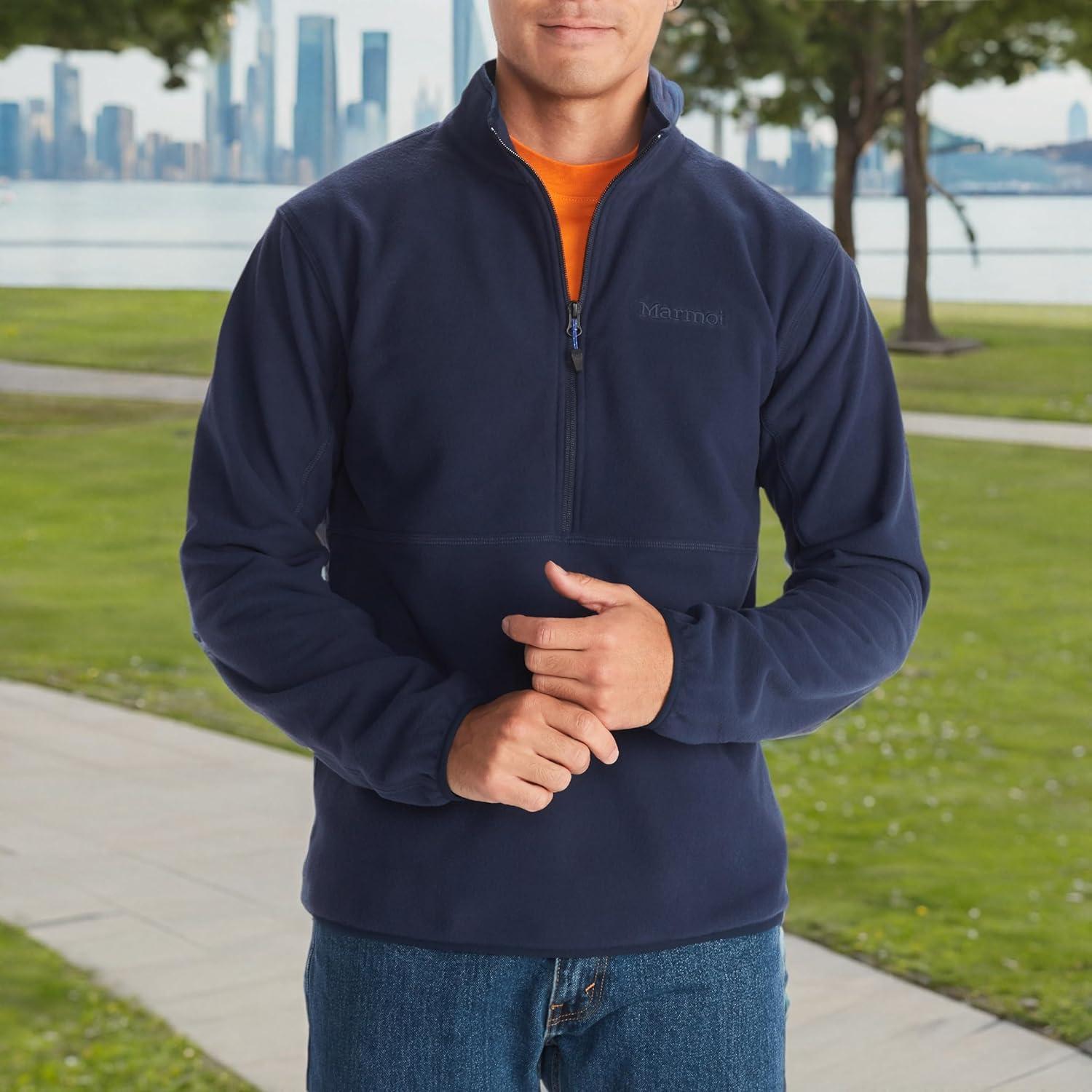 imageMARMOT Mens Rocklin 12 Zip Jacket Classic Warm Lightweight 100Weight Fleece LayerArctic Navy
