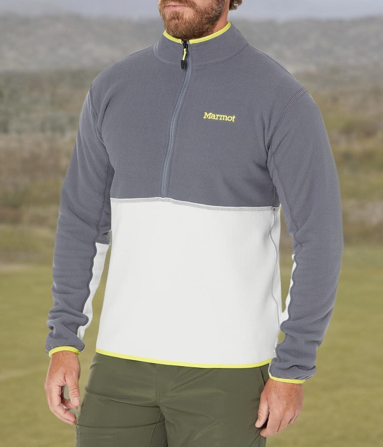 imageMARMOT Mens Rocklin 12 Zip Jacket Classic Warm Lightweight 100Weight Fleece LayerSteel OnyxGlacier Grey