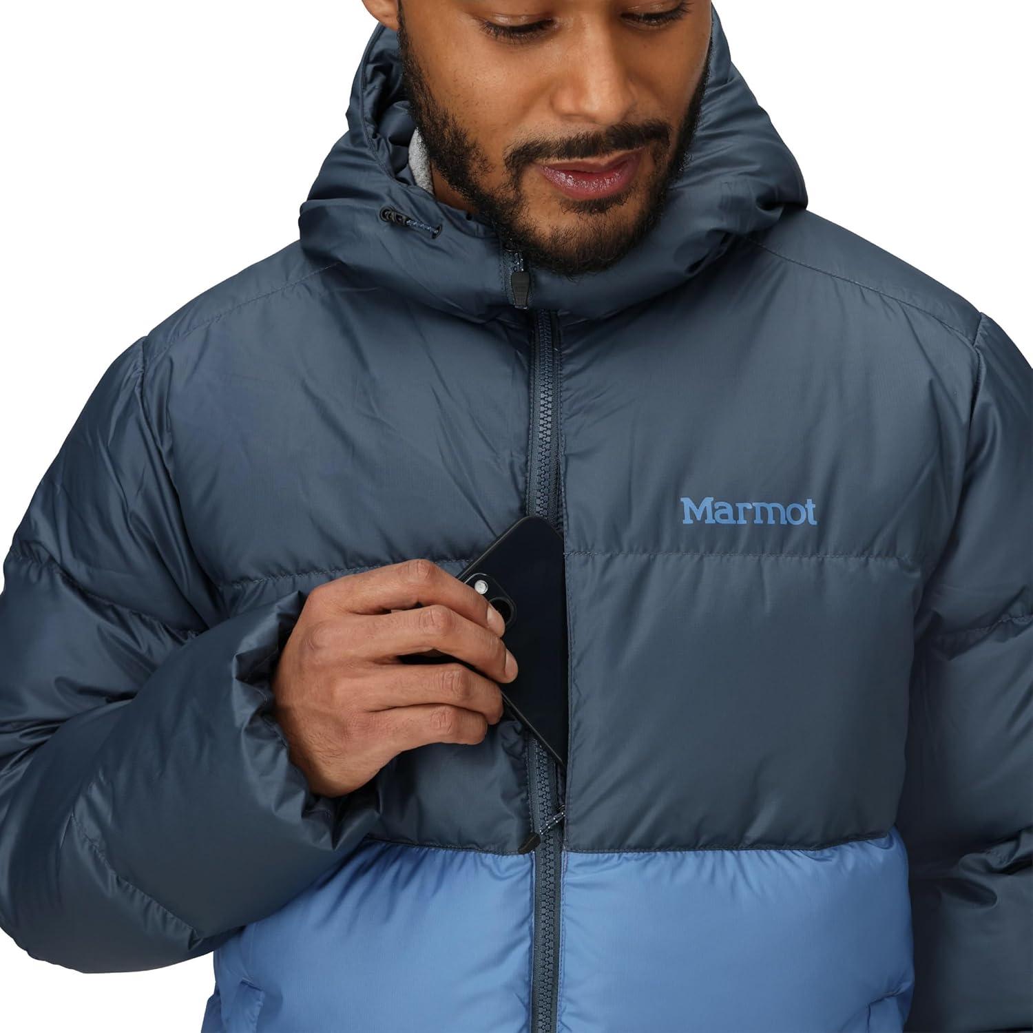imageMARMOT mens Guides Down Hoody Down Filled Water Resistant Puffer Jacket With HoodThunderheadRain Cloud