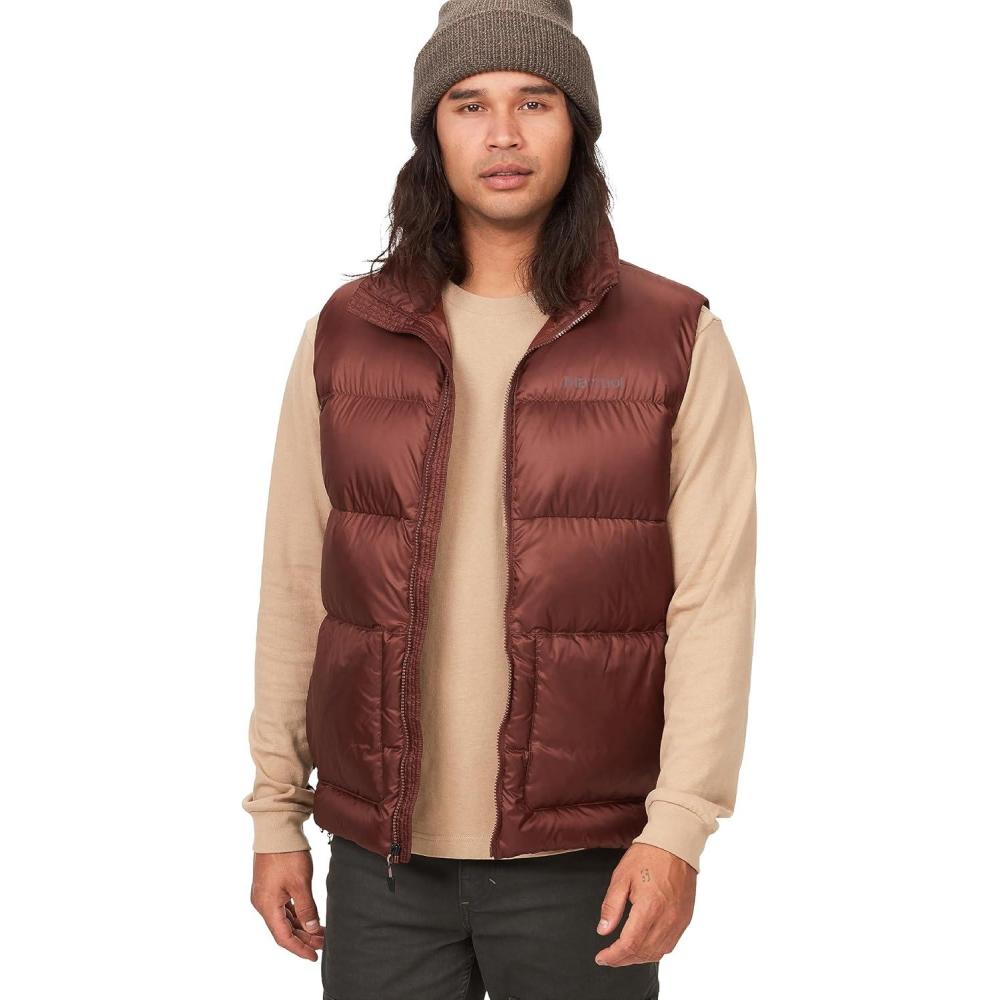 imageMARMOT Mens Guides Down Vest 700Fill Insulated WaterResistant Lightweight PufferChocolate