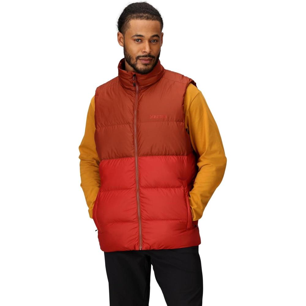 imageMARMOT Mens Guides Down Vest 700Fill Insulated WaterResistant Lightweight PufferPecanSumac