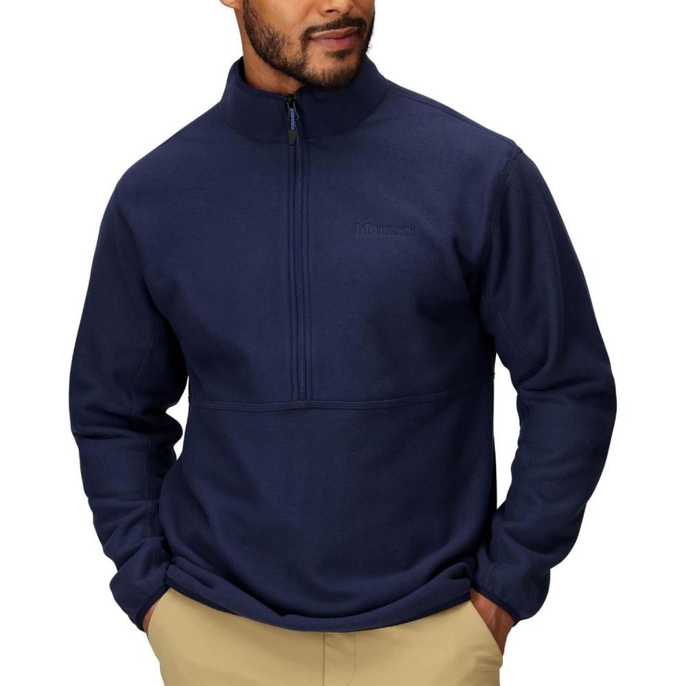 imageMARMOT Mens Rocklin 12 Zip Jacket Classic Warm Lightweight 100Weight Fleece LayerArctic Navy
