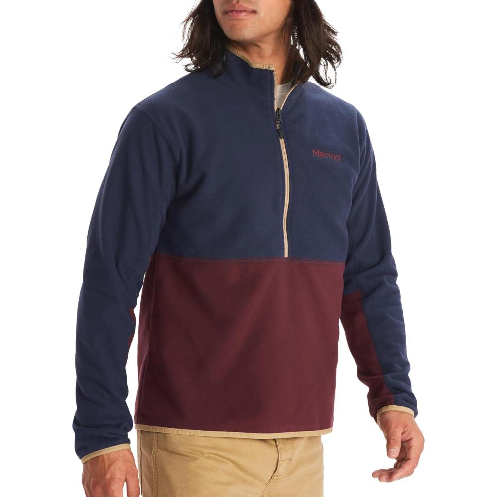imageMARMOT Mens Rocklin 12 Zip Jacket Classic Warm Lightweight 100Weight Fleece LayerArctic NavyPort Royal