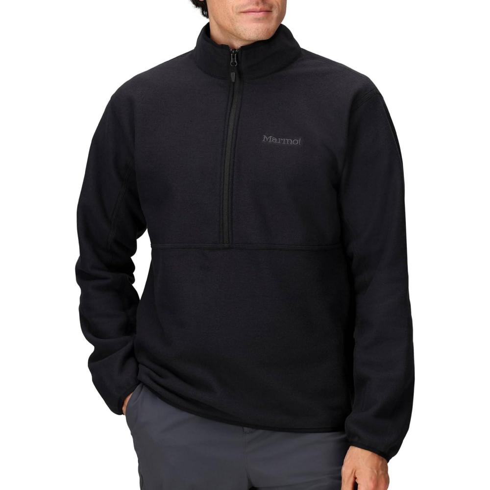 imageMARMOT Mens Rocklin 12 Zip Jacket Classic Warm Lightweight 100Weight Fleece LayerBlack