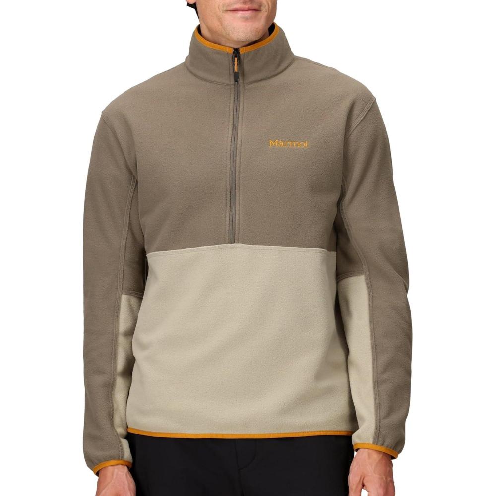 imageMARMOT Mens Rocklin 12 Zip Jacket Classic Warm Lightweight 100Weight Fleece LayerClaystoneShale Grey