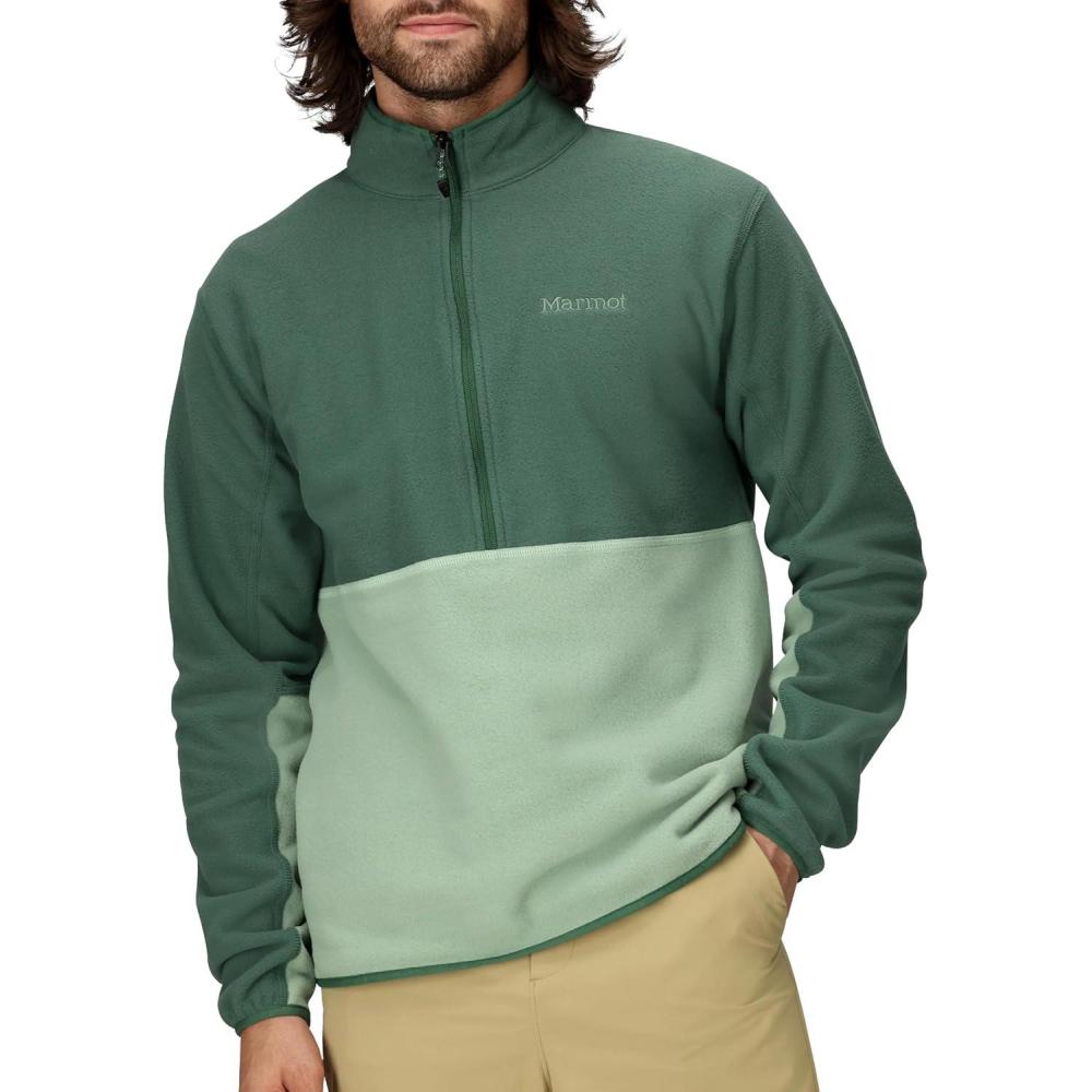 imageMARMOT Mens Rocklin 12 Zip Jacket Classic Warm Lightweight 100Weight Fleece LayerJuniper GreenAgate Green