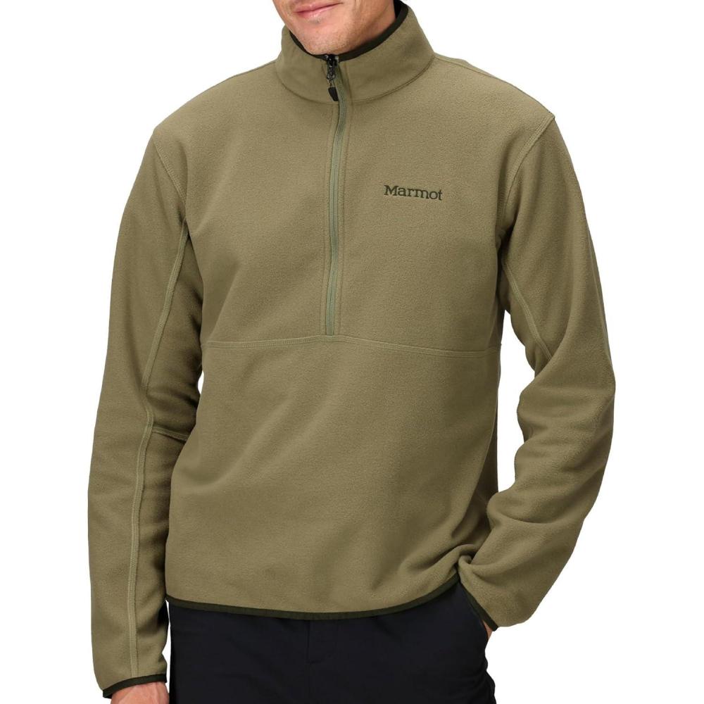 imageMARMOT Mens Rocklin 12 Zip Jacket Classic Warm Lightweight 100Weight Fleece LayerOlive Grove